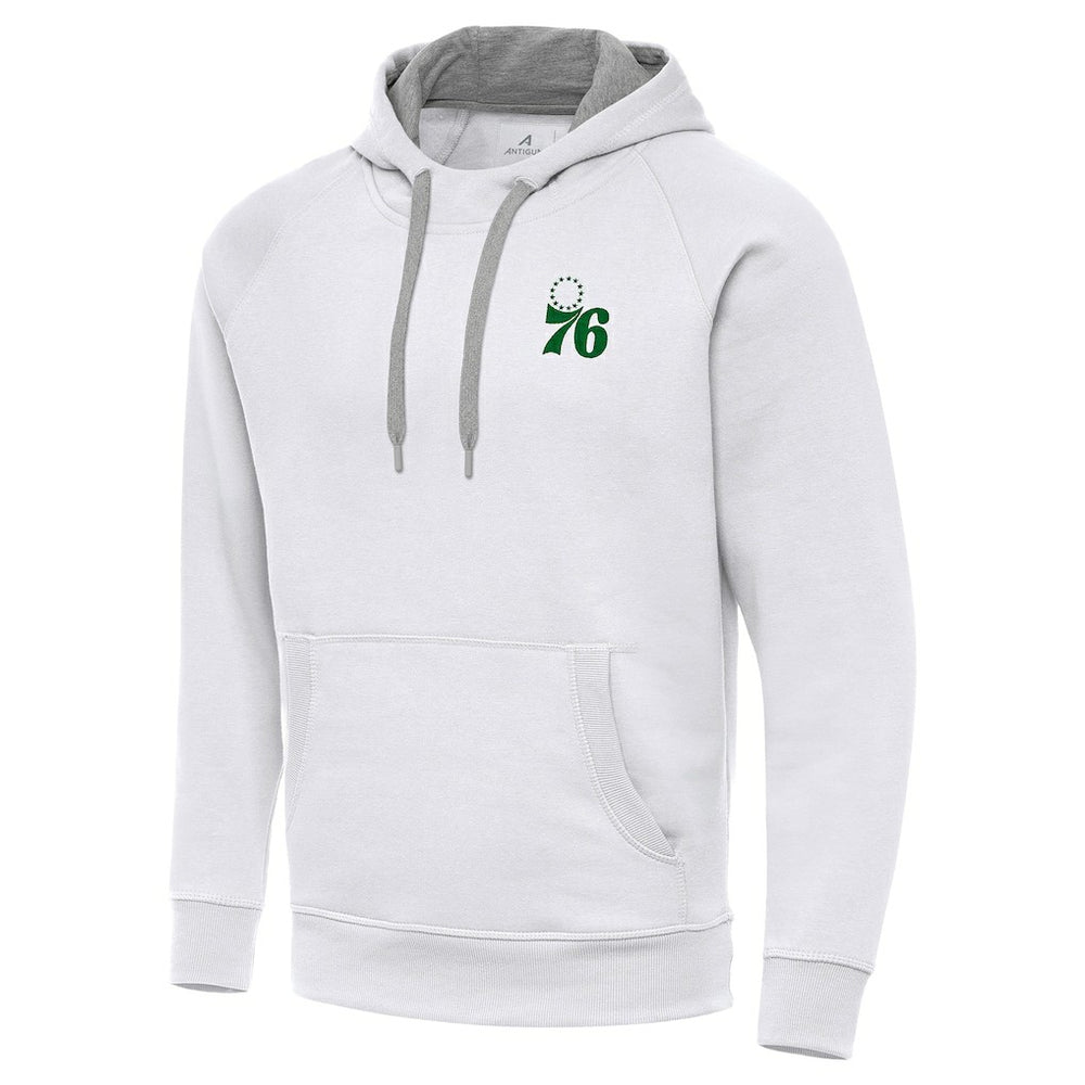 Philadelphia 76ers Antigua St. Patrick's Day Victory Raglan Pullover Hoodie White