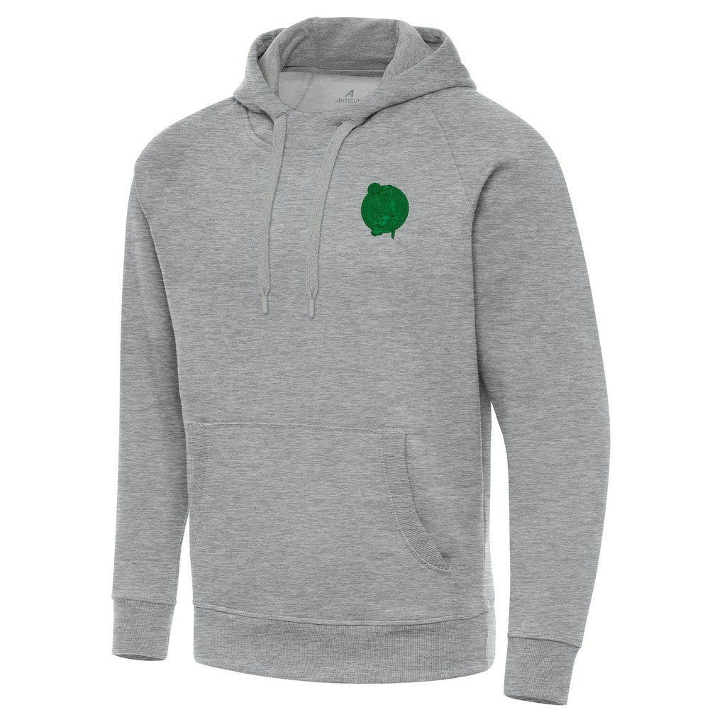 Boston Celtics Antigua St. Patrick's Day Victory Raglan Pullover Hoodie Heather Gray