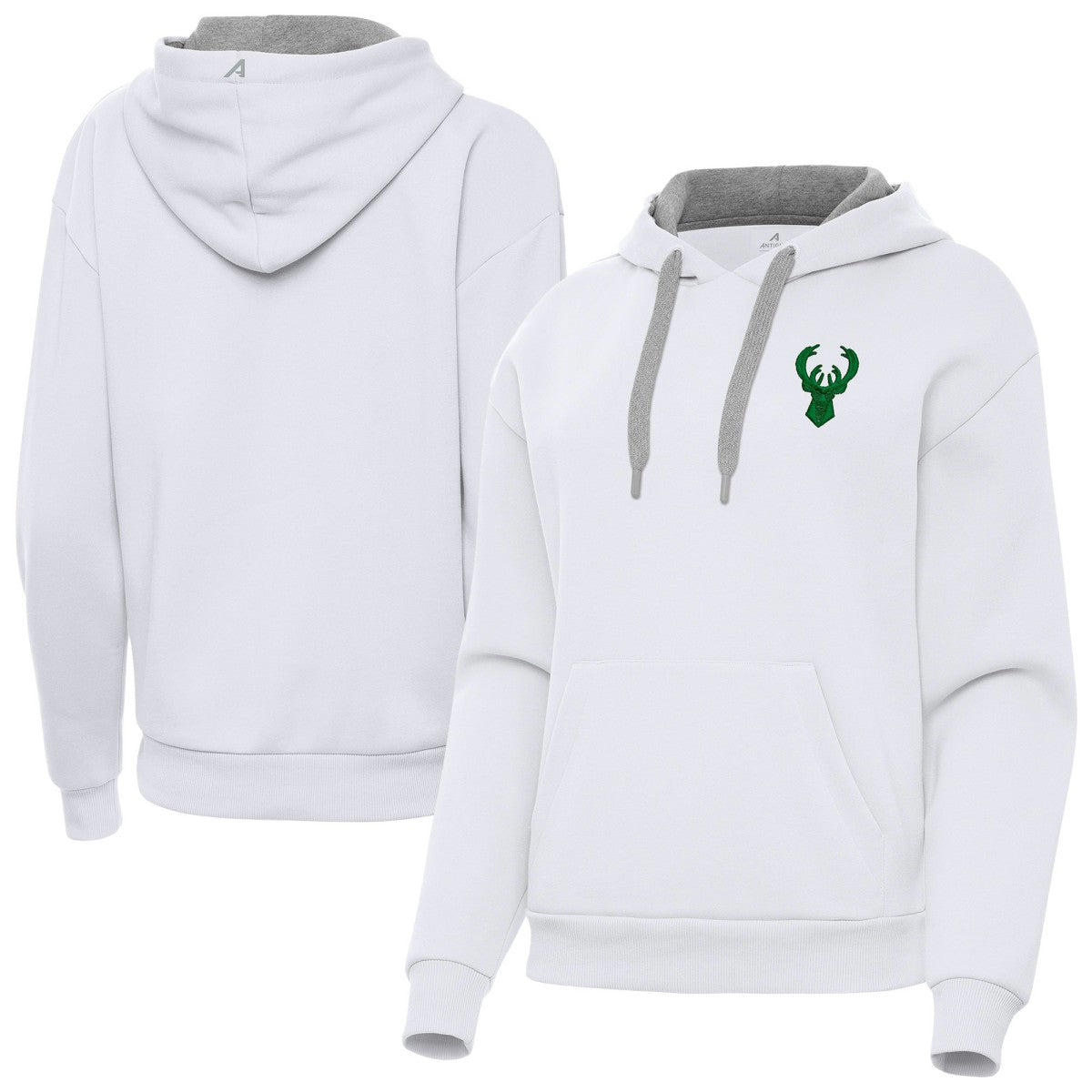 Milwaukee Bucks Antigua Women's St. Patrick's Day Victory Pullover Hoodie White