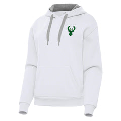 Milwaukee Bucks Antigua Women's St. Patrick's Day Victory Pullover Hoodie White