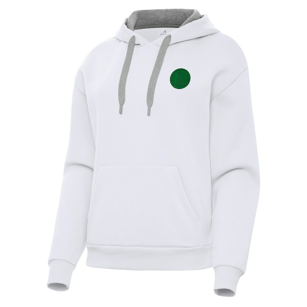 Golden State Warriors Antigua Women's St. Patrick's Day Victory Pullover Hoodie White