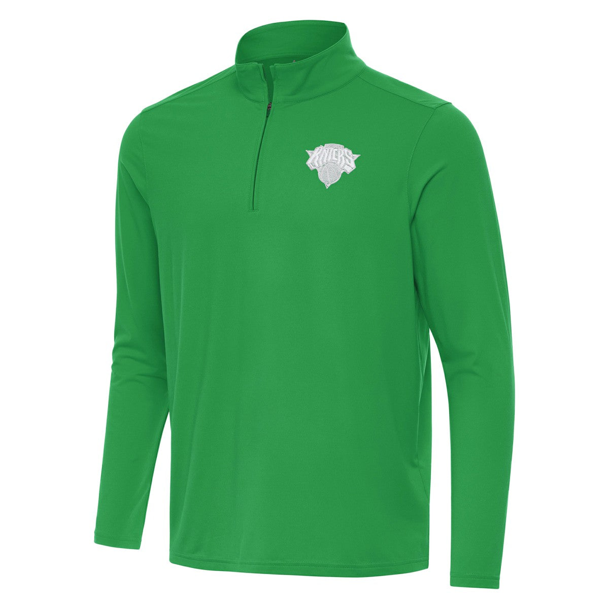 New York Knicks Antigua St. Patrick's Day Intent Quarter-Zip Jacket Kelly Green