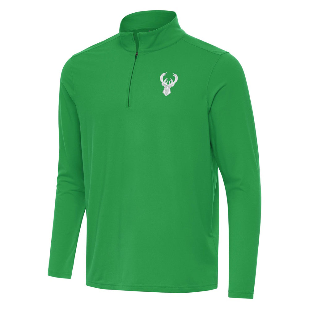 Milwaukee Bucks Antigua St. Patrick's Day Intent Quarter-Zip Jacket Kelly Green