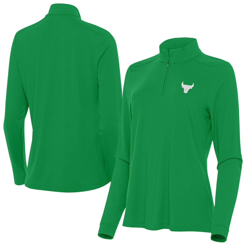 Chicago Bulls Antigua Women's St. Patrick's Day Intent Quarter-Zip Top Kelly Green