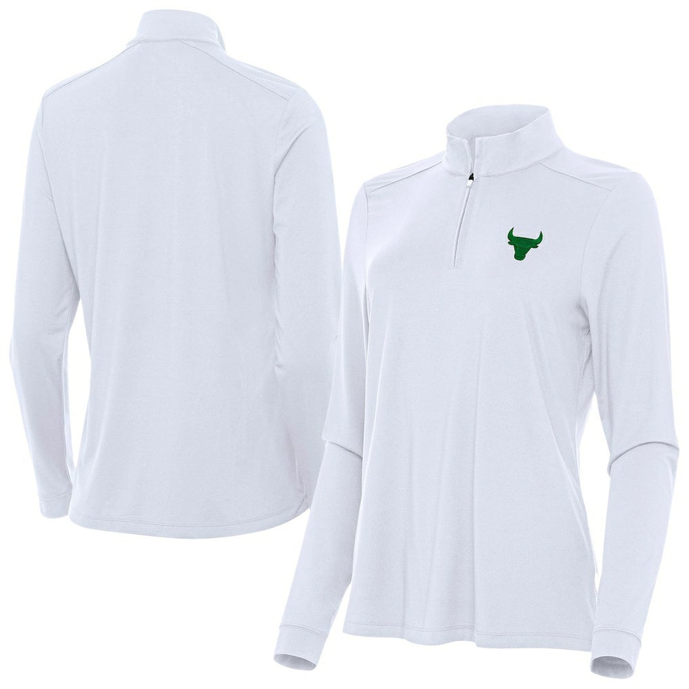 Chicago Bulls Antigua Women's St. Patrick's Day Intent Quarter-Zip Top White