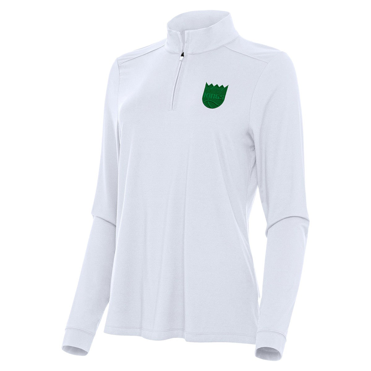 Sacramento Kings Antigua Women's St. Patrick's Day Intent Quarter-Zip Top White