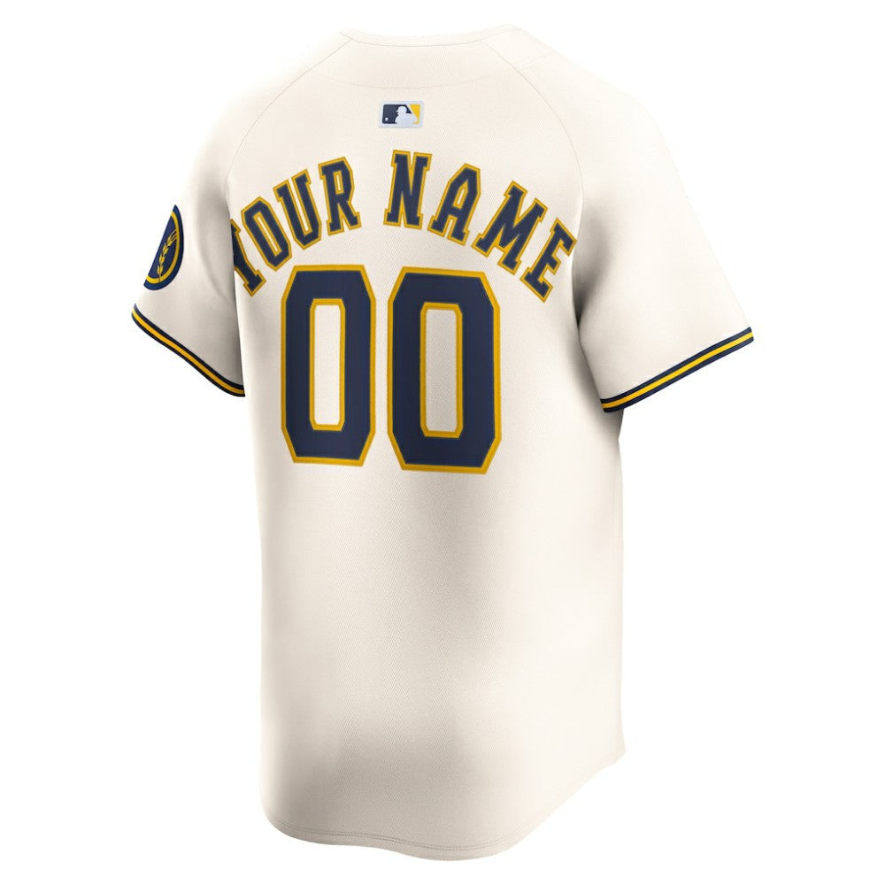Milwaukee Brewers Nike Home Limited Custom Jersey - Cream Jerseys