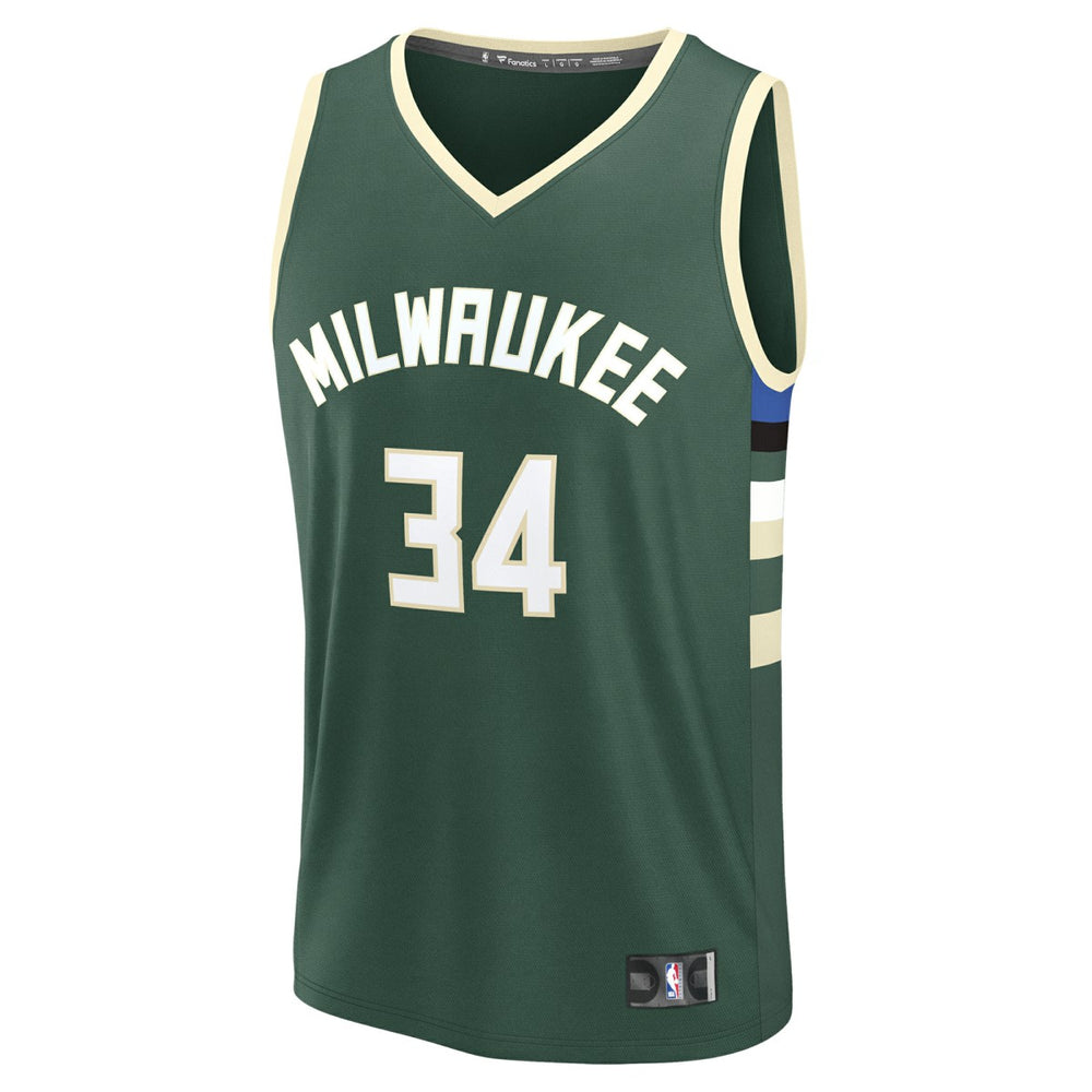 Giannis Antetokounmpo Milwaukee Bucks Youth Fast Break Replica Player Jersey Icon Edition Hunter Green