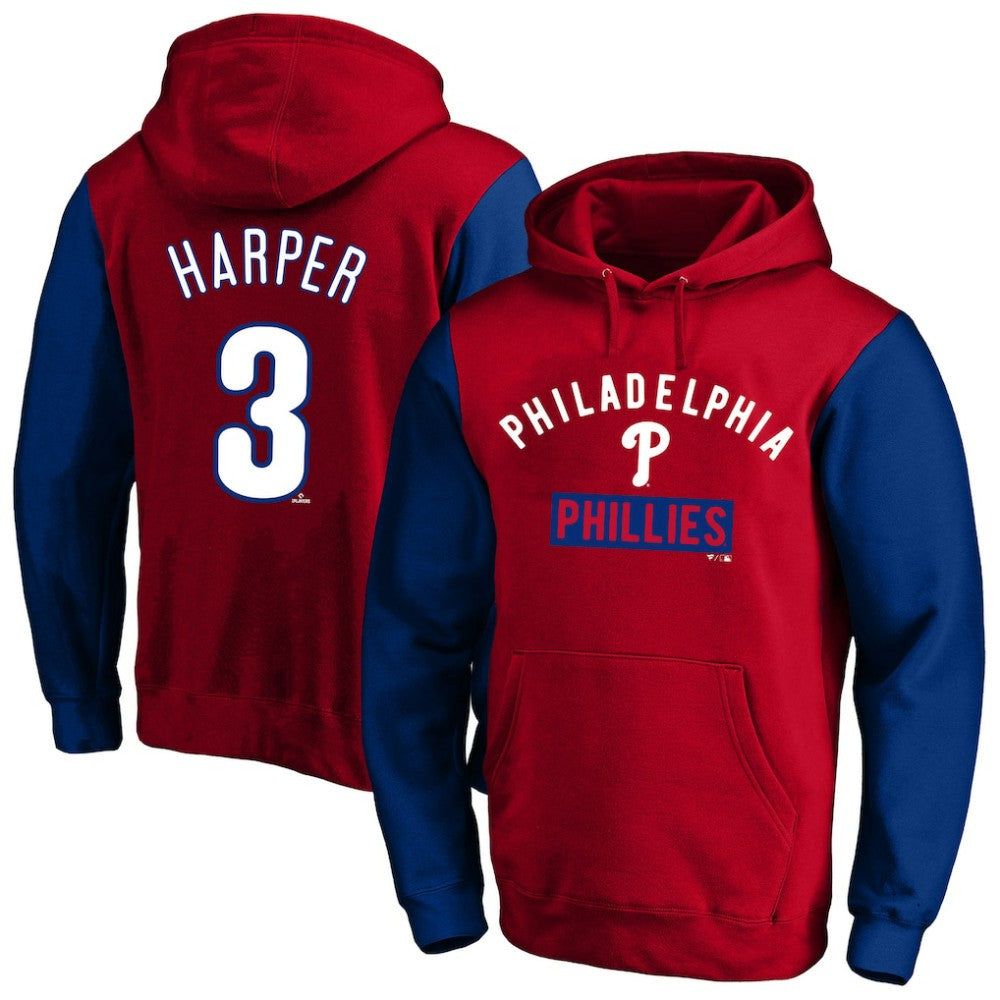 Bryce Harper Philadelphia Phillies Profile Big & Tall Name & Number Fleece Pullover Hoodie - Red Hoodies