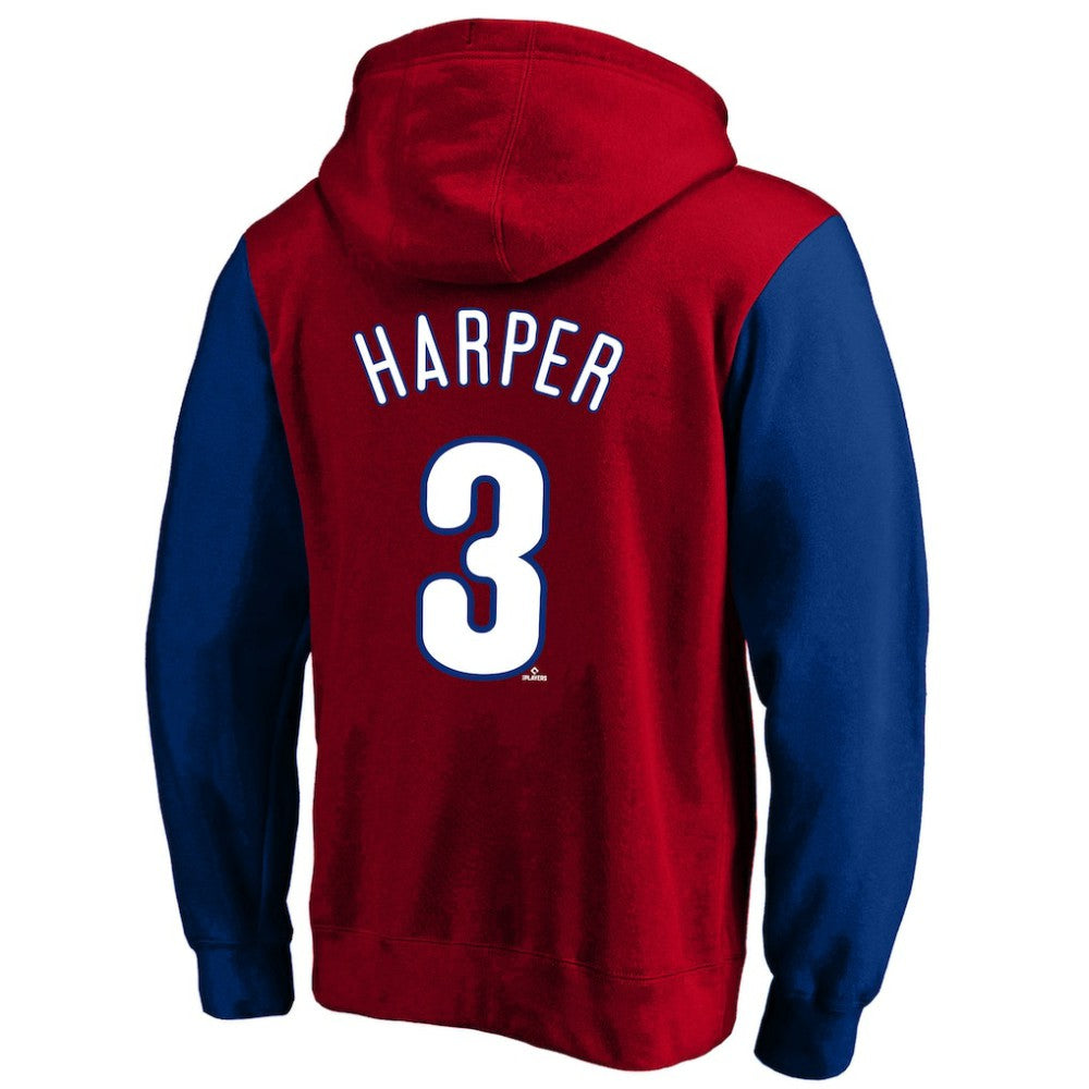 Bryce Harper Philadelphia Phillies Profile Big & Tall Name & Number Fleece Pullover Hoodie - Red Hoodies