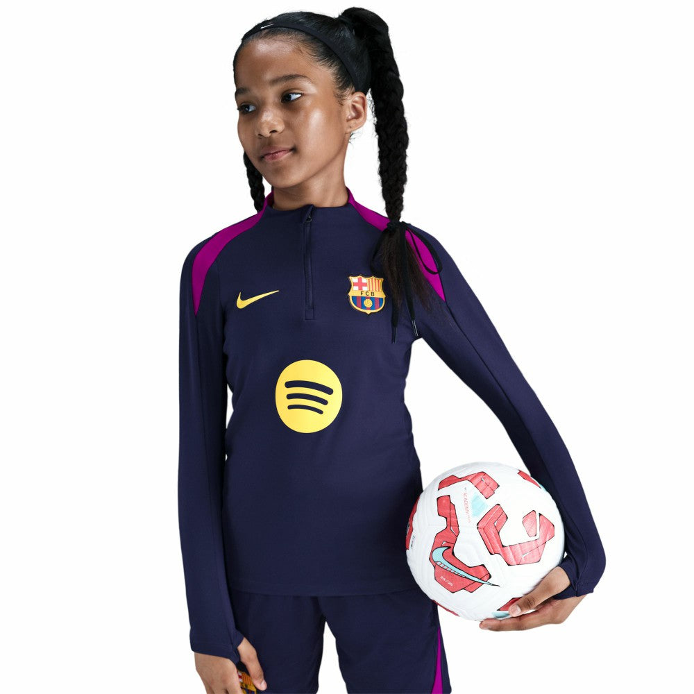 Barcelona Youth 2025/26 Strike Drill Quarter-Zip Dri-FIT Long Sleeve Top Navy