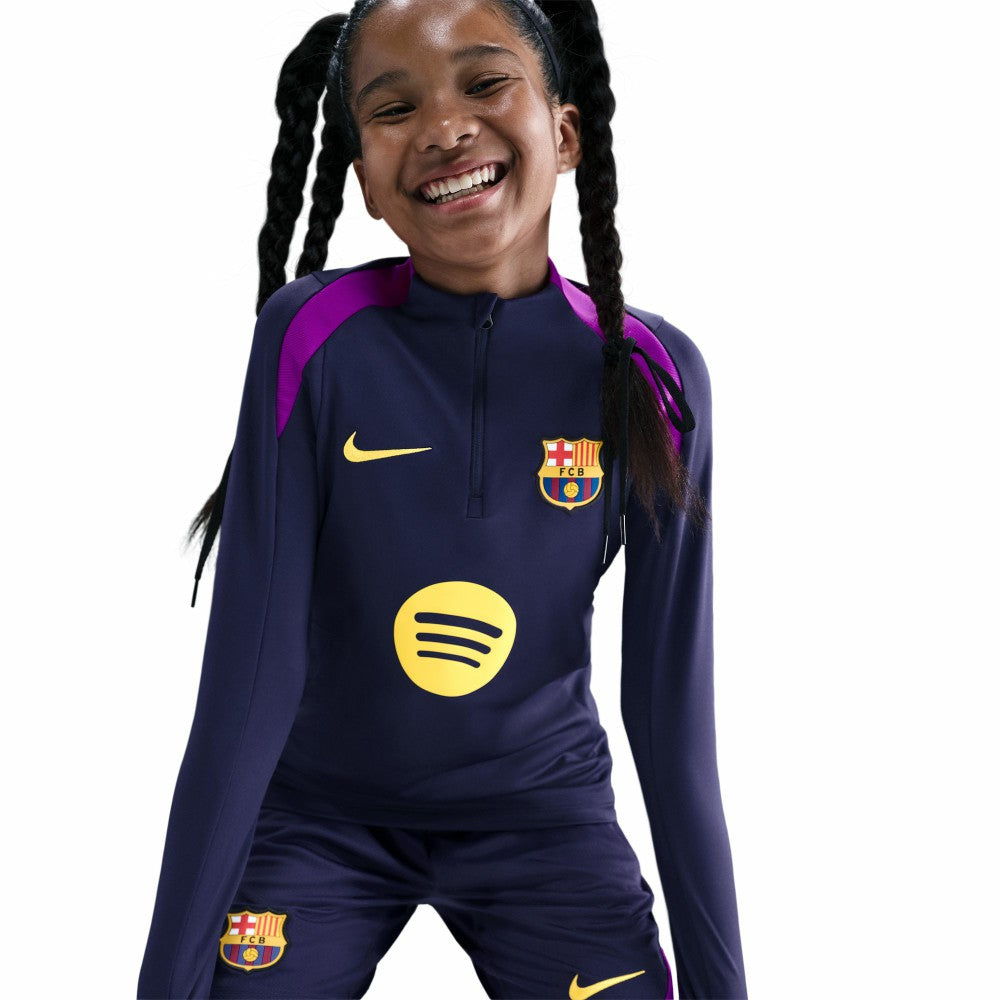 Barcelona Youth 2025/26 Strike Drill Quarter-Zip Dri-FIT Long Sleeve Top Navy