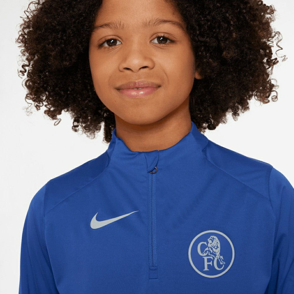 Chelsea Youth 2025/26 Strike Drill Quarter-Zip Dri-FIT Long Sleeve Top Blue