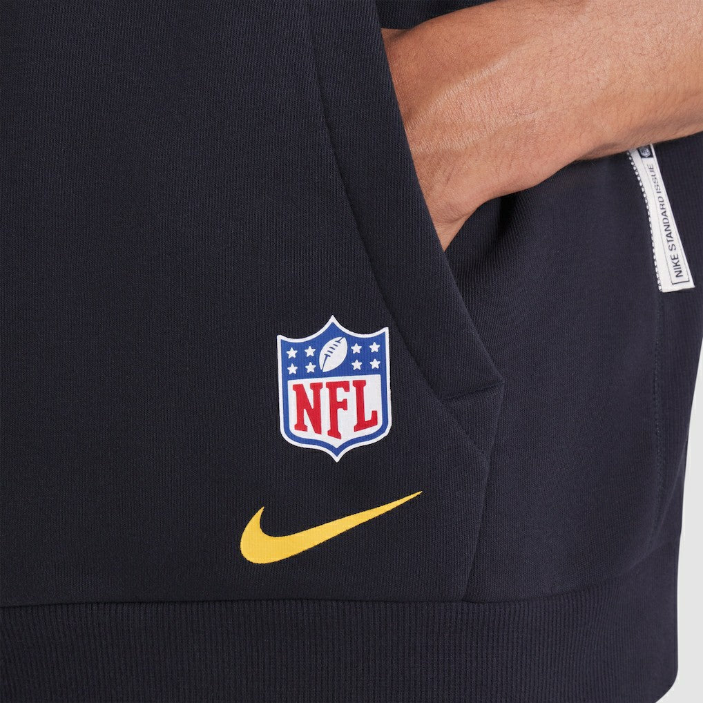 Los Angeles Rams 2025 Rivalries Collection Standard Issue Sideline Dri-FIT Sleeveless Hoodie Midnight Blue