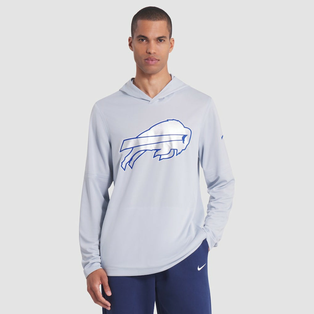 Buffalo Bills 2025 Rivalries Collection Sideline Dri-FIT Long Sleeve Hoodie T-Shirt Silver