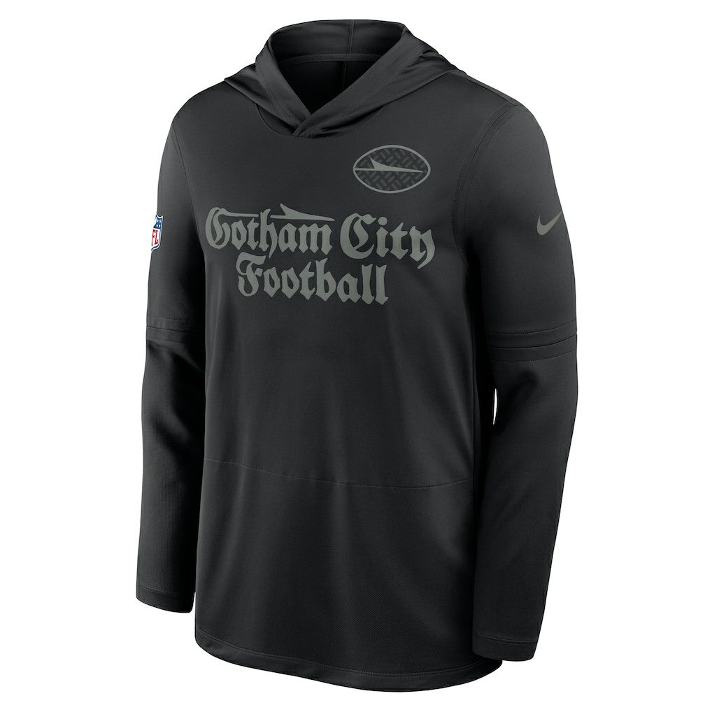 New York Jets 2025 Rivalries Collection Sideline Dri-FIT Long Sleeve Hoodie T-Shirt Black