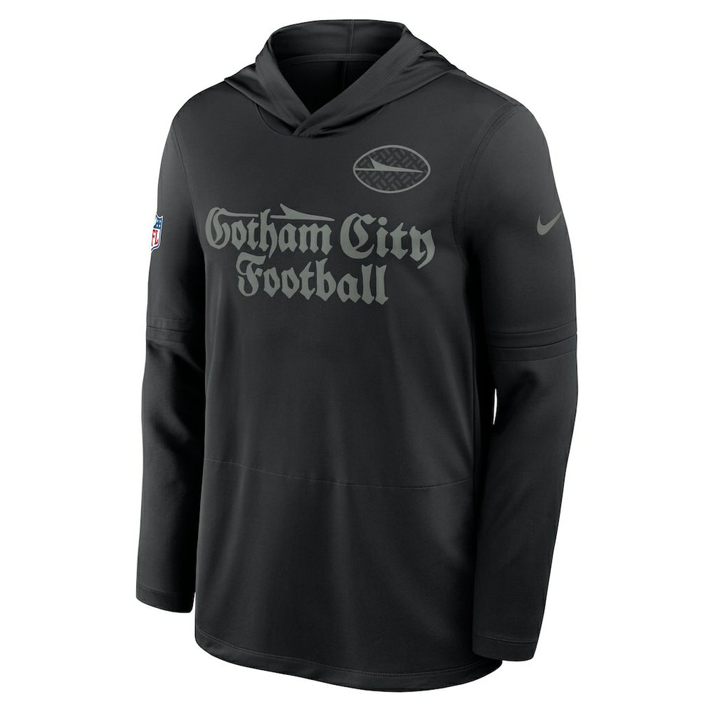 New York Jets 2025 Rivalries Collection Sideline Dri-FIT Long Sleeve Hoodie T-Shirt Black