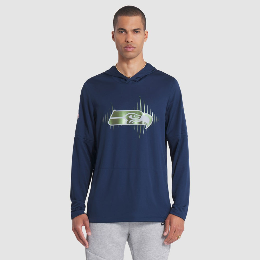 Seattle Seahawks 2025 Rivalries Collection Sideline Dri-FIT Long Sleeve Hoodie T-Shirt College Navy