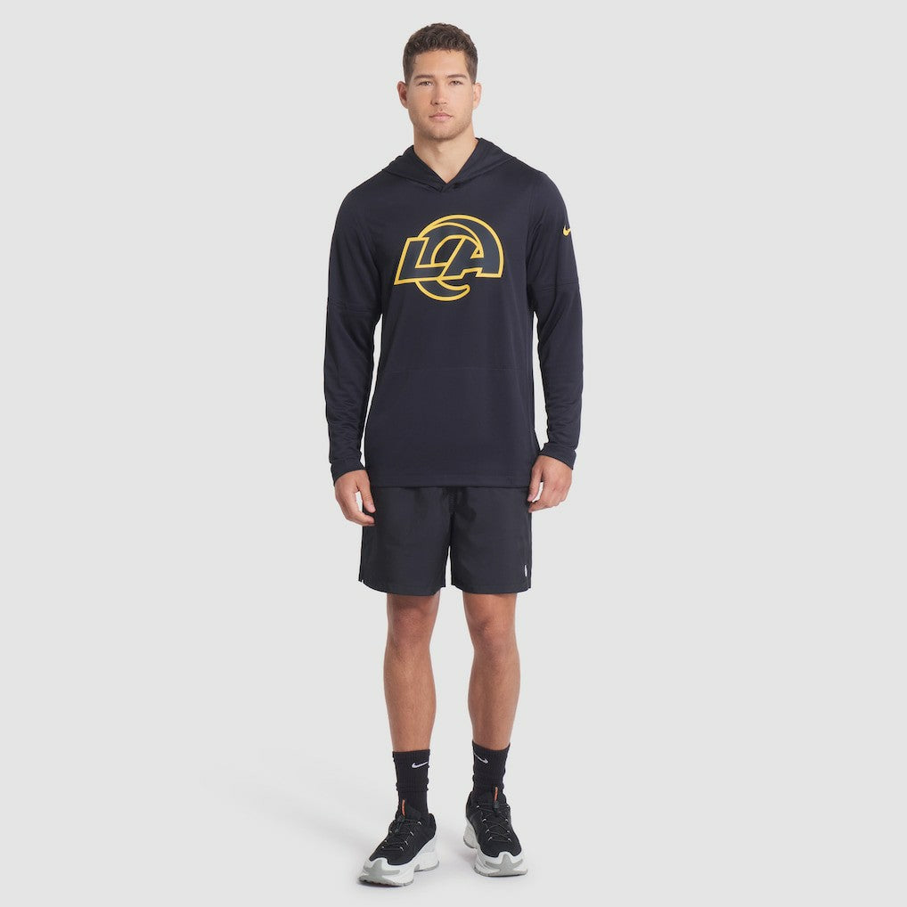 Los Angeles Rams 2025 Rivalries Collection Sideline Dri-FIT Long Sleeve Hoodie T-Shirt Midnight Blue