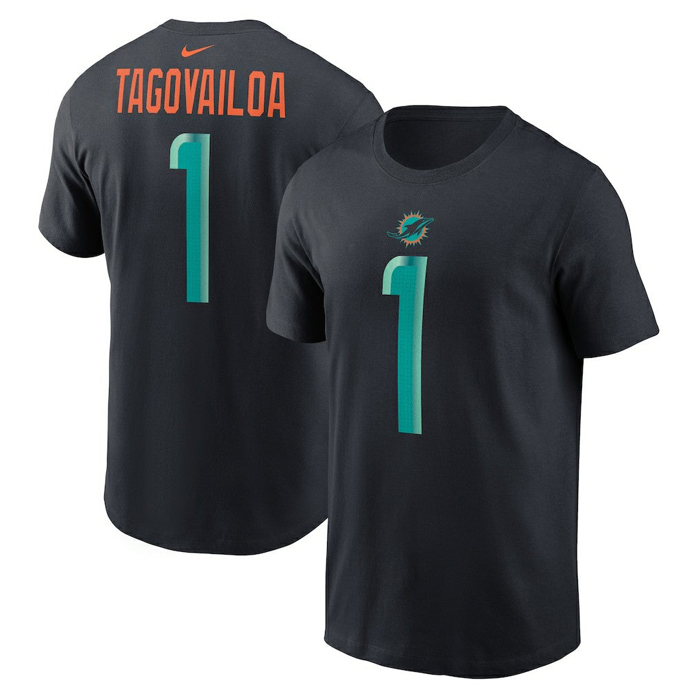 Tua Tagovailoa Miami Dolphins 2025 Rivalries Collection Player Name & Number T-Shirt Pitch Blue