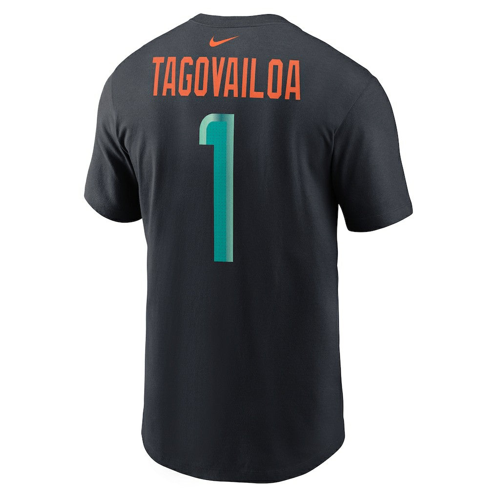 Tua Tagovailoa Miami Dolphins 2025 Rivalries Collection Player Name & Number T-Shirt Pitch Blue