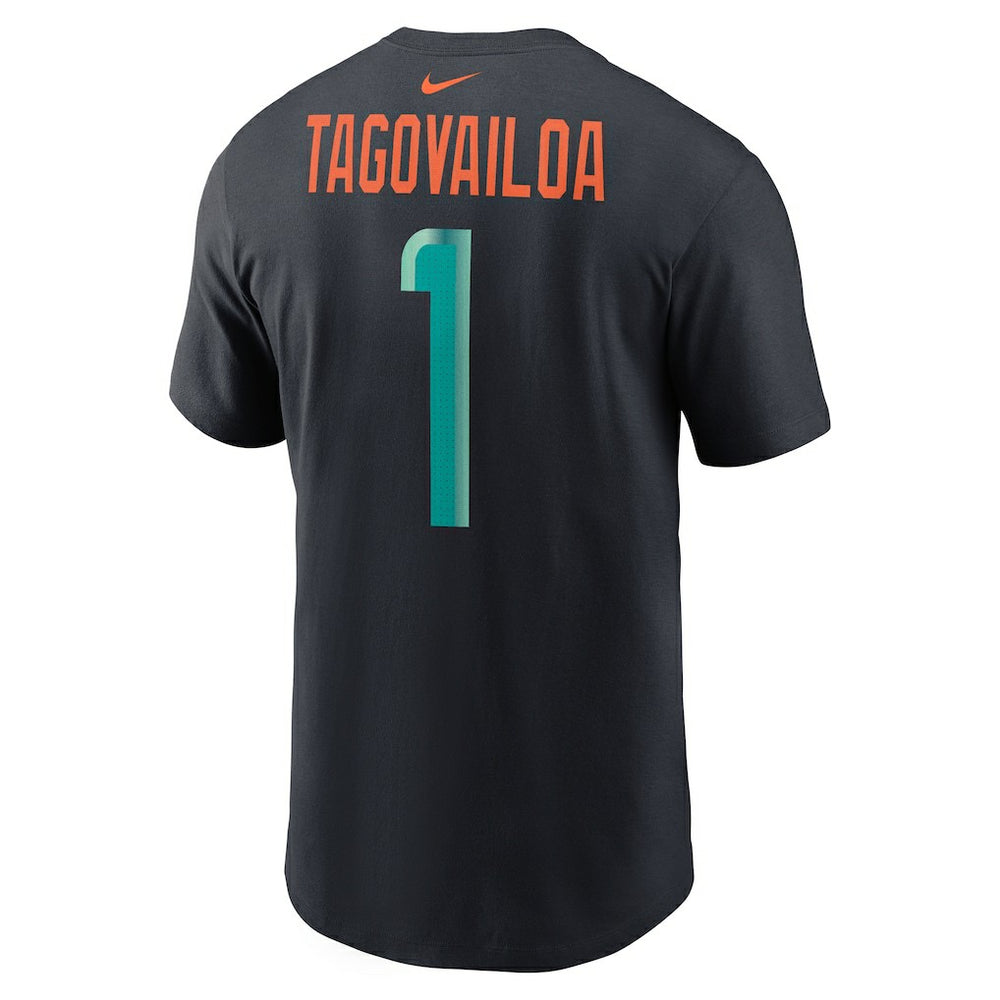 Tua Tagovailoa Miami Dolphins 2025 Rivalries Collection Player Name & Number T-Shirt Pitch Blue