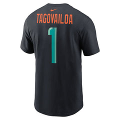 Tua Tagovailoa Miami Dolphins 2025 Rivalries Collection Player Name & Number T-Shirt Pitch Blue