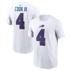 James Cook III Buffalo Bills Player Name & Number T-Shirt White