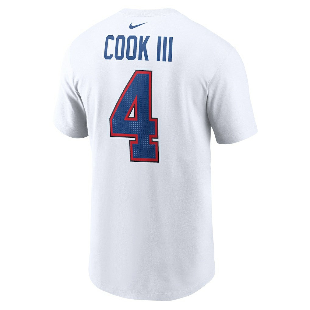 James Cook III Buffalo Bills Player Name & Number T-Shirt White