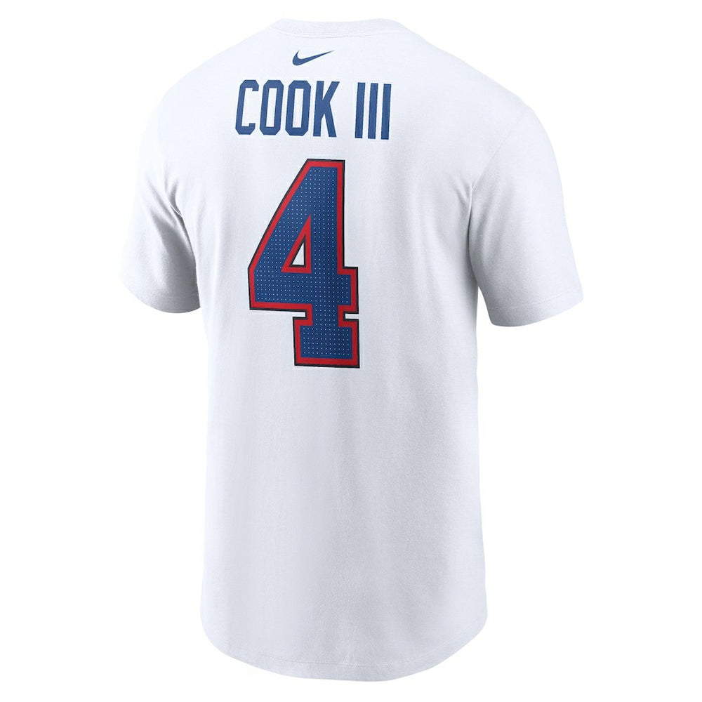 James Cook III Buffalo Bills Player Name & Number T-Shirt White