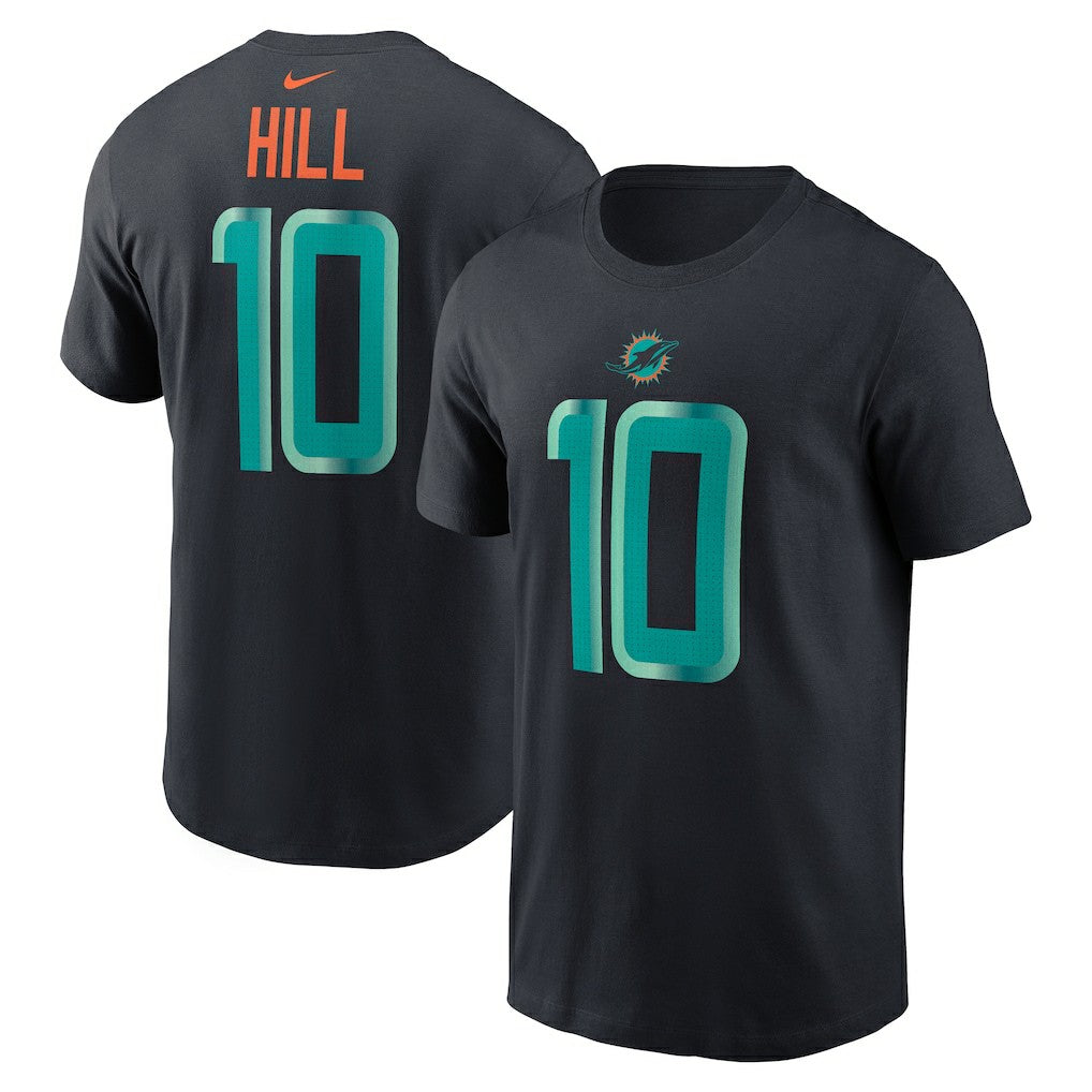 Tyreek Hill Miami Dolphins 2025 Rivalries Collection Player Name & Number T-Shirt Pitch Blue