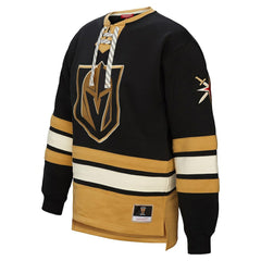 NHL Vegas Golden Knights Mitchell & Ness Women's Heritage Lace-Up Pullover Sweatshirt - Black