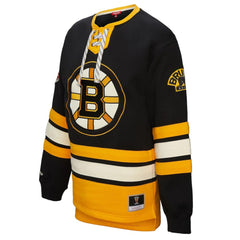 NHL Boston Bruins Mitchell & Ness Women's Heritage Lace-Up Pullover Sweatshirt - Black