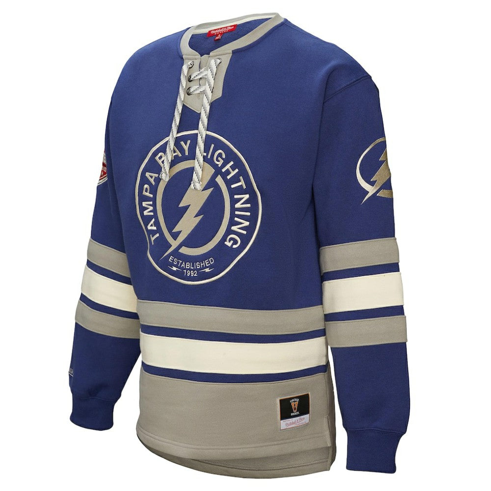 NHL Tampa Bay Lightning Mitchell & Ness Women's Heritage Lace-Up Pullover Sweatshirt - Blue