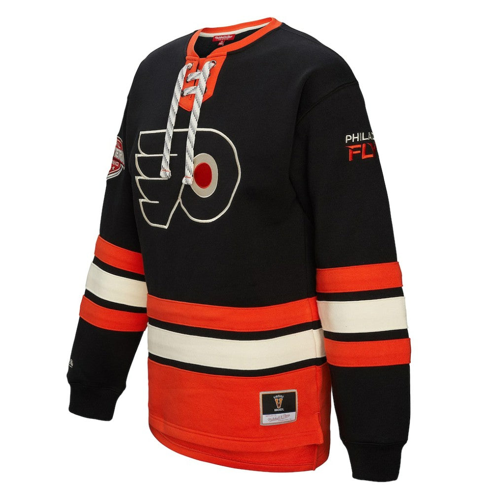 NHL Philadelphia Flyers Mitchell & Ness Women's Heritage Lace-Up Pullover Sweatshirt - Black