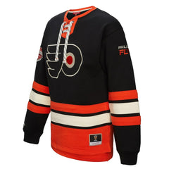 NHL Philadelphia Flyers Mitchell & Ness Women's Heritage Lace-Up Pullover Sweatshirt - Black