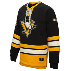 NHL Pittsburgh Penguins Mitchell & Ness Women's Heritage Lace-Up Pullover Sweatshirt - Black