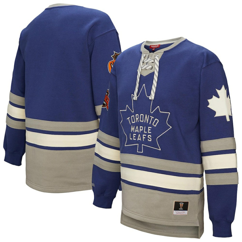 NHL Toronto Maple Leafs Mitchell & Ness Women's Heritage Lace-Up Pullover Sweatshirt - Blue