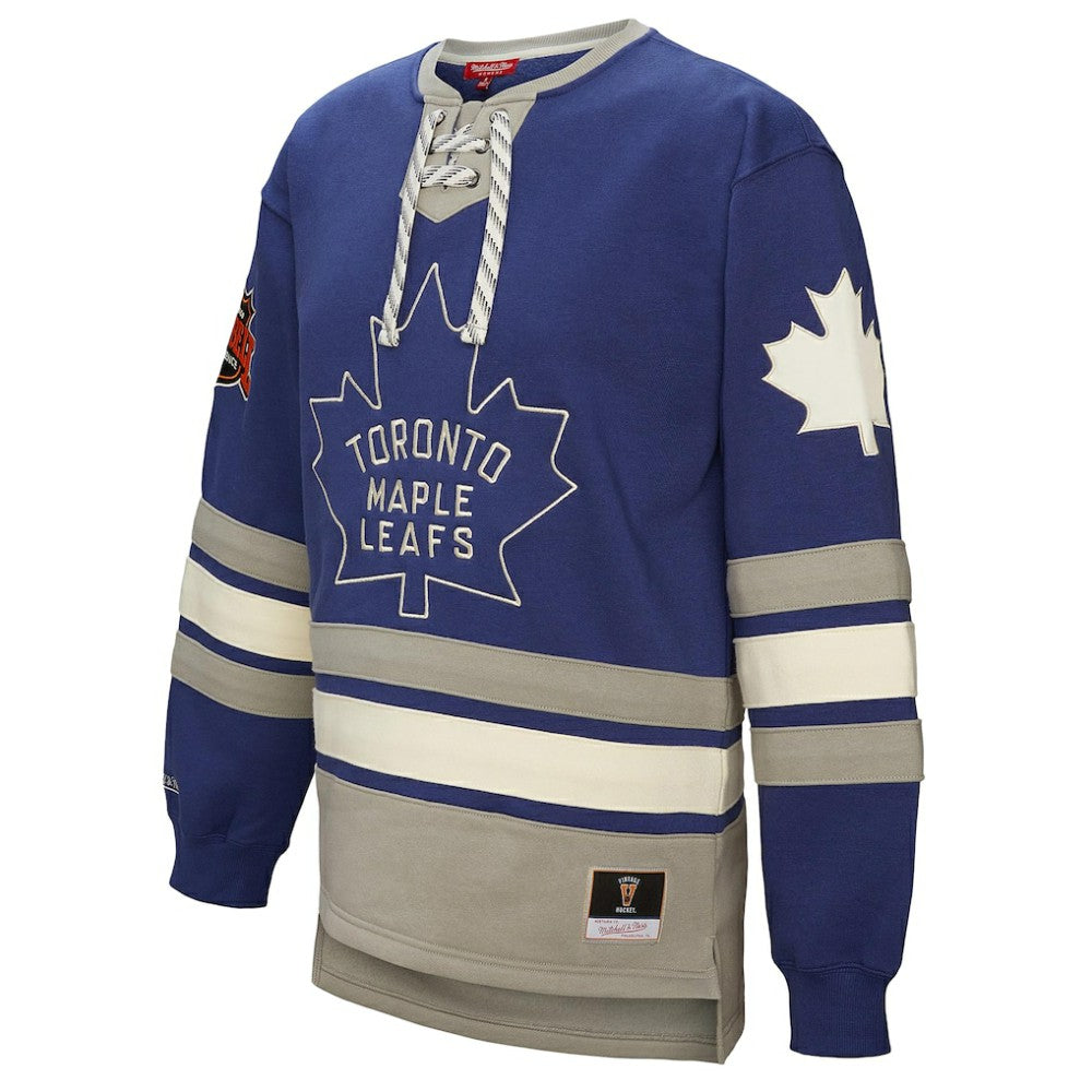 NHL Toronto Maple Leafs Mitchell & Ness Women's Heritage Lace-Up Pullover Sweatshirt - Blue