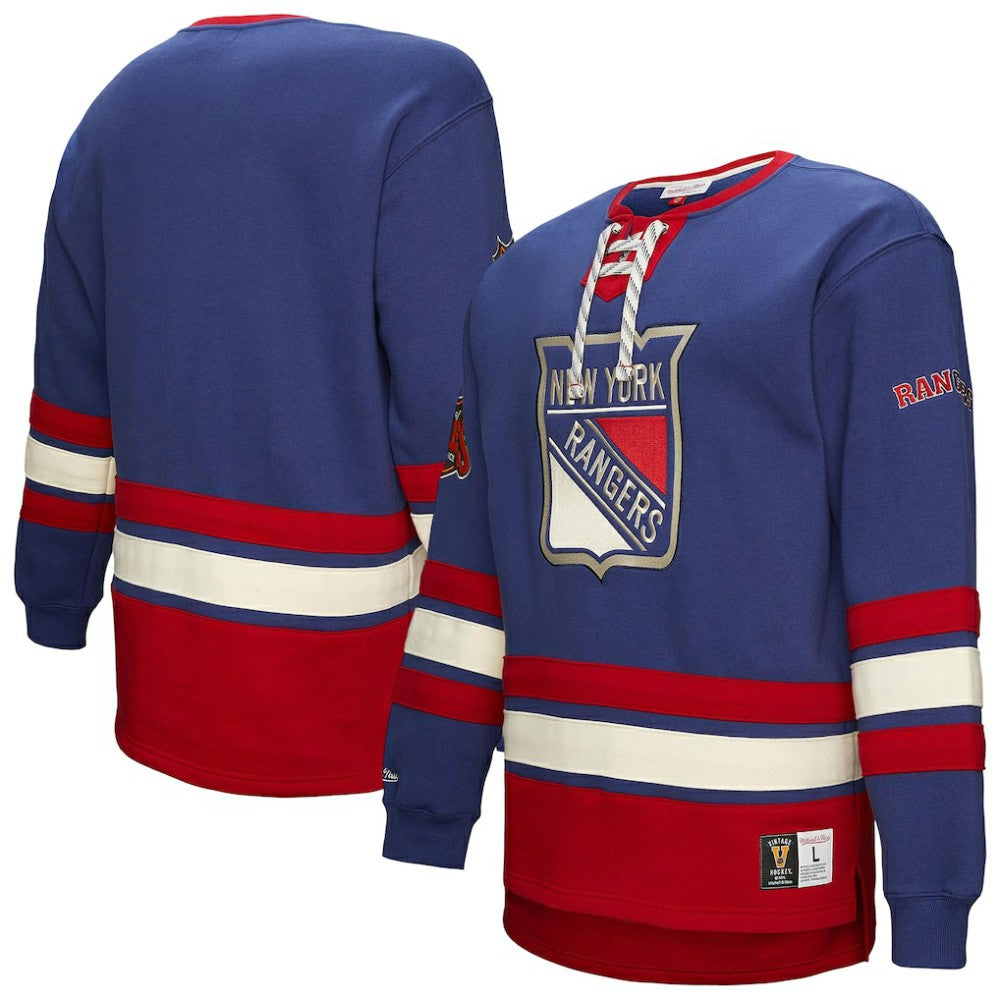 NHL New York Rangers Heritage Lace-Up Pullover Sweatshirt - Royal