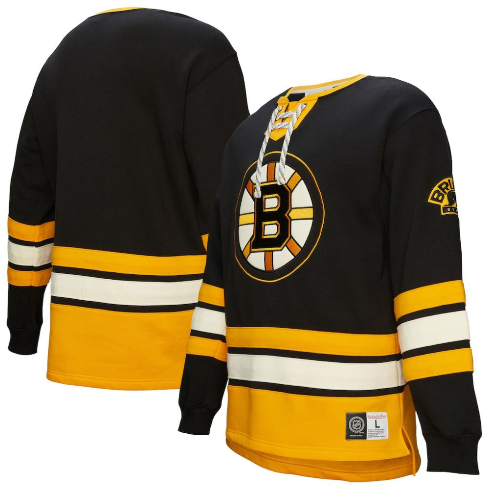NHL Boston Bruins Heritage Lace-Up Pullover Sweatshirt - Black