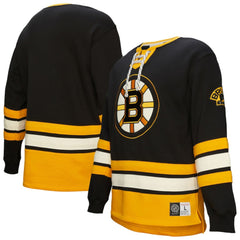 NHL Boston Bruins Heritage Lace-Up Pullover Sweatshirt - Black