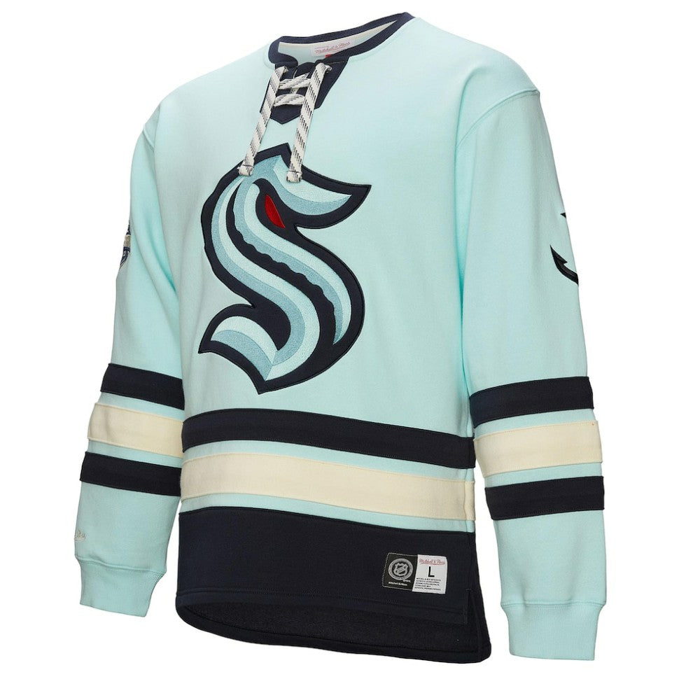 NHL Seattle Kraken Heritage Lace-Up Pullover Sweatshirt - Light Blue