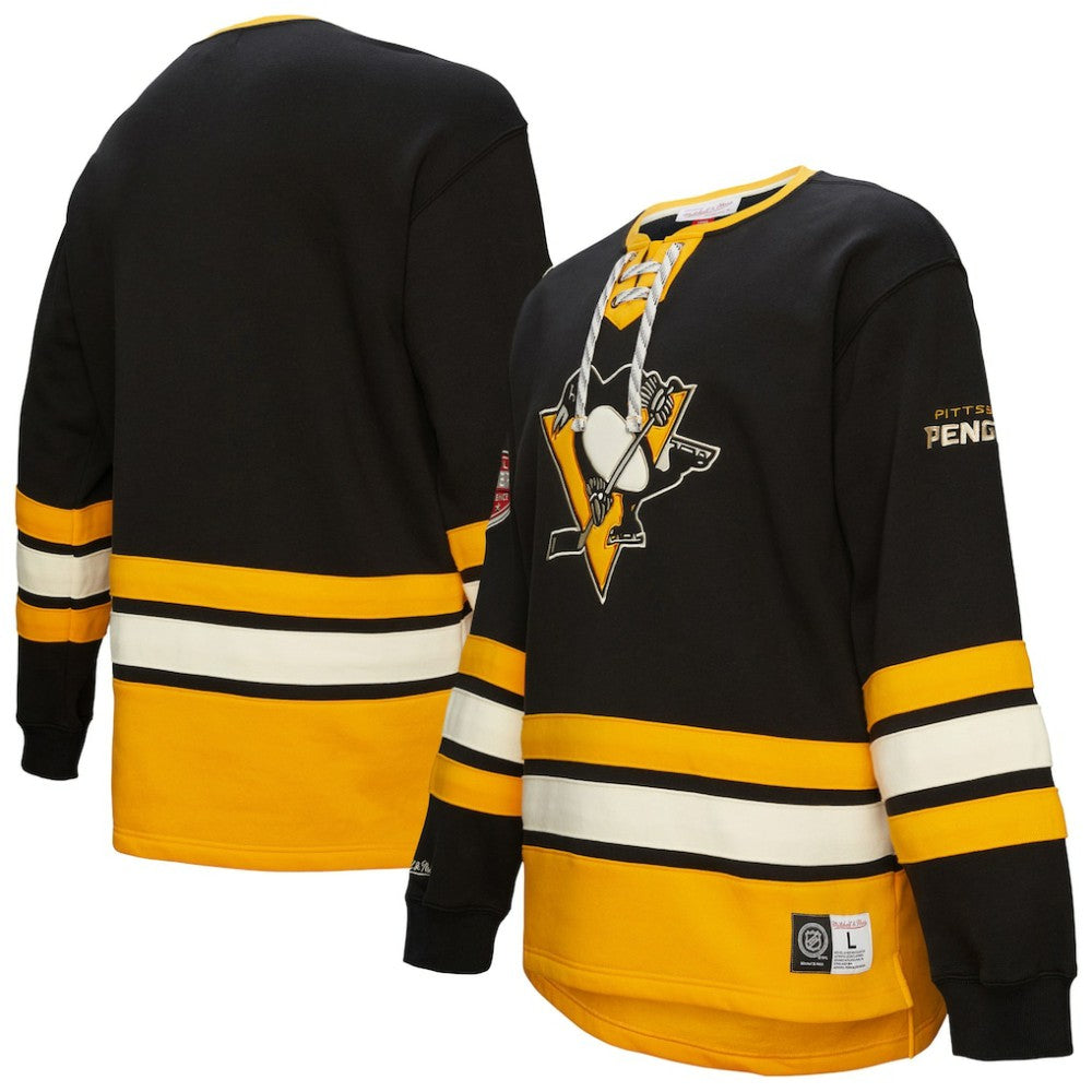 NHL Pittsburgh Penguins Heritage Lace-Up Pullover Sweatshirt - Black