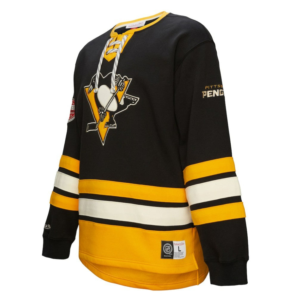 NHL Pittsburgh Penguins Heritage Lace-Up Pullover Sweatshirt - Black