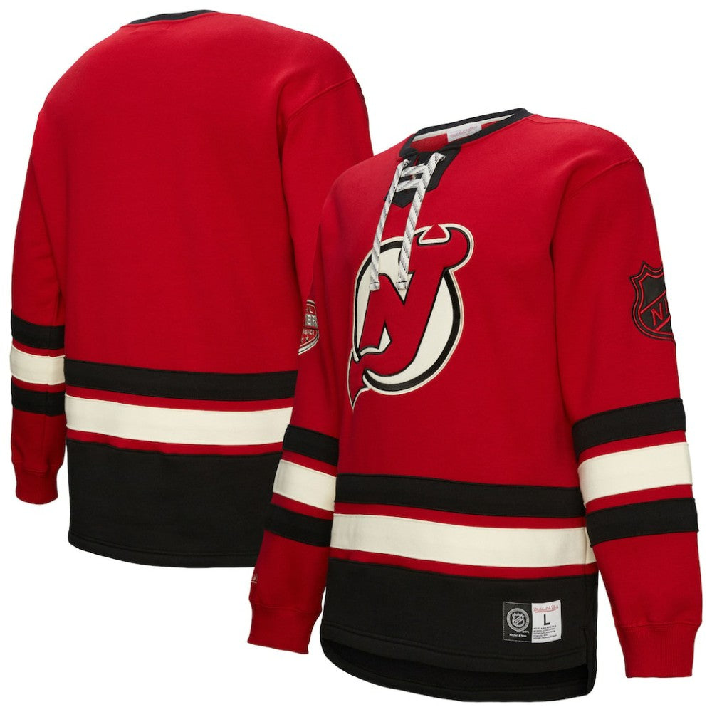 NHL New Jersey Devils Heritage Lace-Up Pullover Sweatshirt - Red