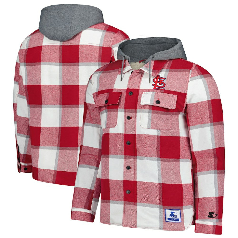 St. Louis Cardinals Starter Sherpa Full-Zip Hoodie Jacket - Red/White Jackets