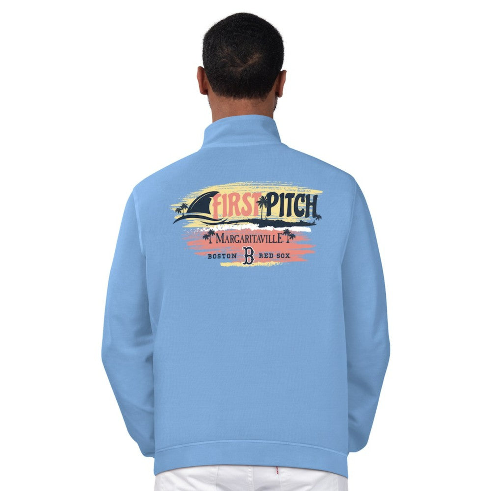 Boston Red Sox Margaritaville First Pitch Quarter-Zip Pullover Top - Light Blue Pullover