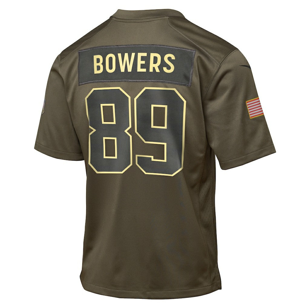 Brock Bowers Las Vegas Raiders Youth 2025 Salute to Service Game Jersey Olive