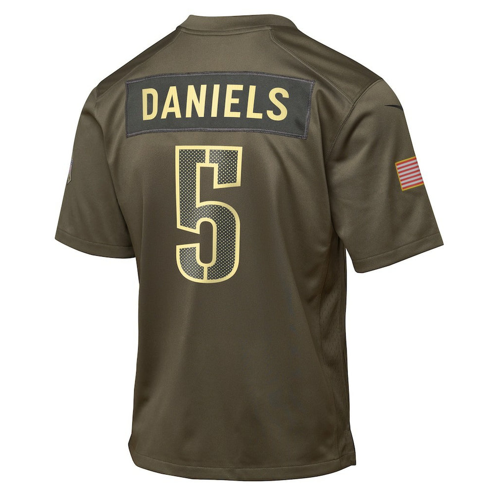Jayden Daniels Washington Commanders Youth 2025 Salute to Service Game Jersey Olive